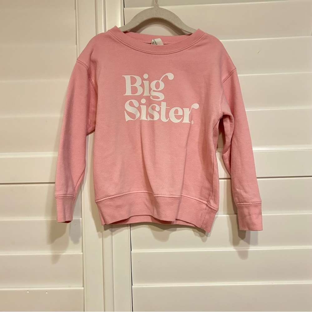 Rabbit Skins Big Sister Sweatshirt Pink White Size 4t